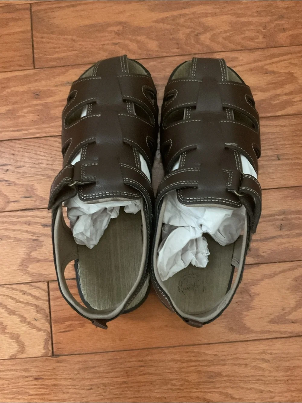 Men's Brown Wonder Nation Sandals with White Stitching